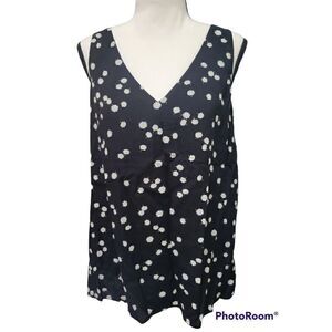 Joules Black Daisy Kyra Print Vneck Spaghetti Strap Tank Blouse Sz 8 New
